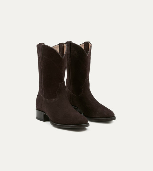 Drake's Yuketen Brown Suede Ranchero Boots