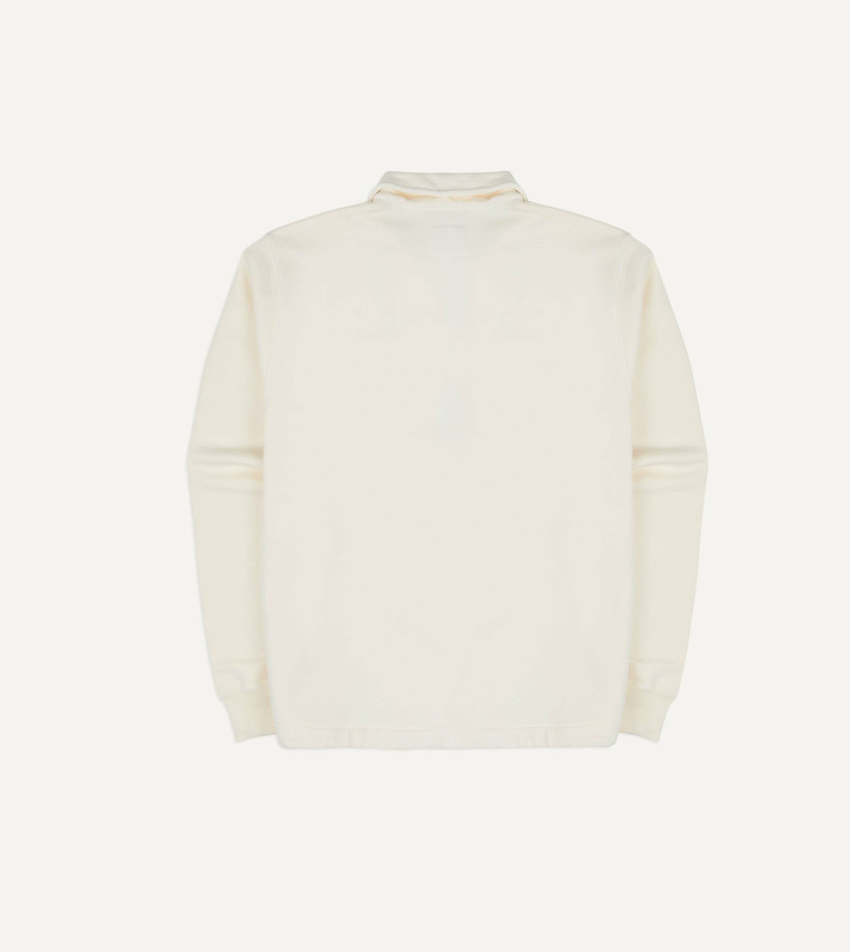 Drake's Ecru Cotton Quarter Zip Collared Drawstring Sweatshirt