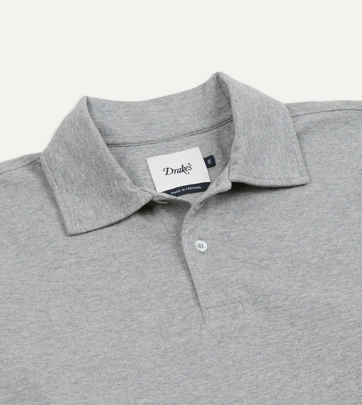 Drake's Grey Melange Cotton Jersey Long-Sleeve Polo Shirt
