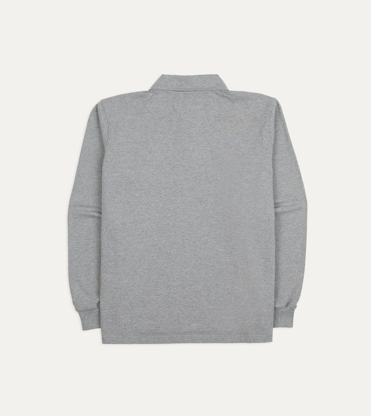 Drake's Grey Melange Cotton Jersey Long-Sleeve Polo Shirt
