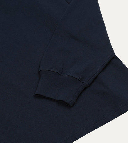Drake's Navy Cotton Jersey Long-Sleeve Polo Shirt