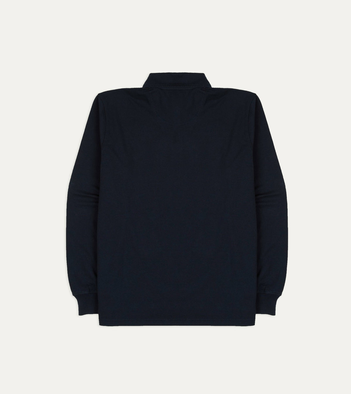 Drake's Navy Cotton Jersey Long-Sleeve Polo Shirt