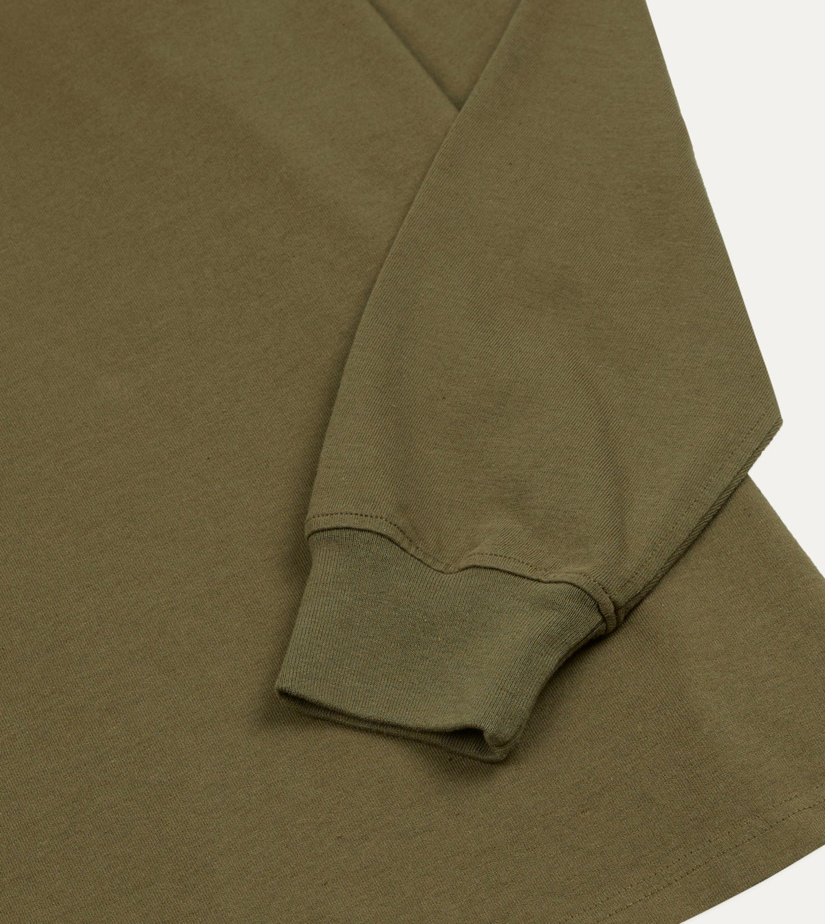 Drake's Olive Cotton Jersey Long-Sleeve Polo Shirt
