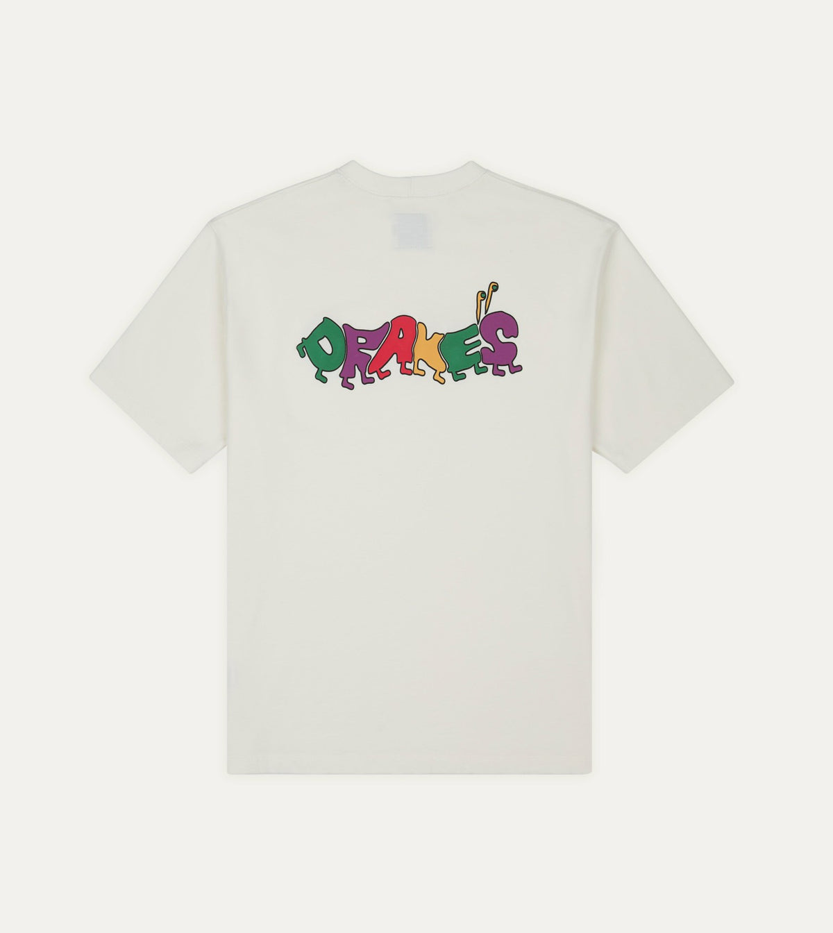 Drake's Antique White 'Caterpillar' Print Short-Sleeve Hiking T-Shirt