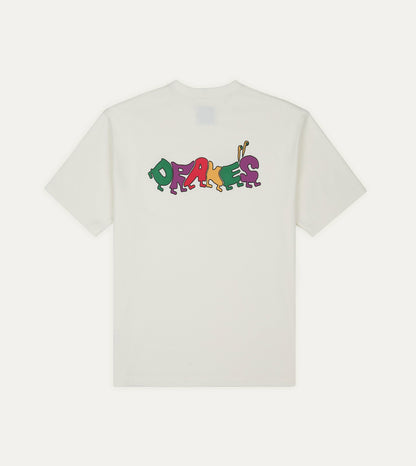 Drake's Antique White 'Caterpillar' Print Short-Sleeve Hiking T-Shirt