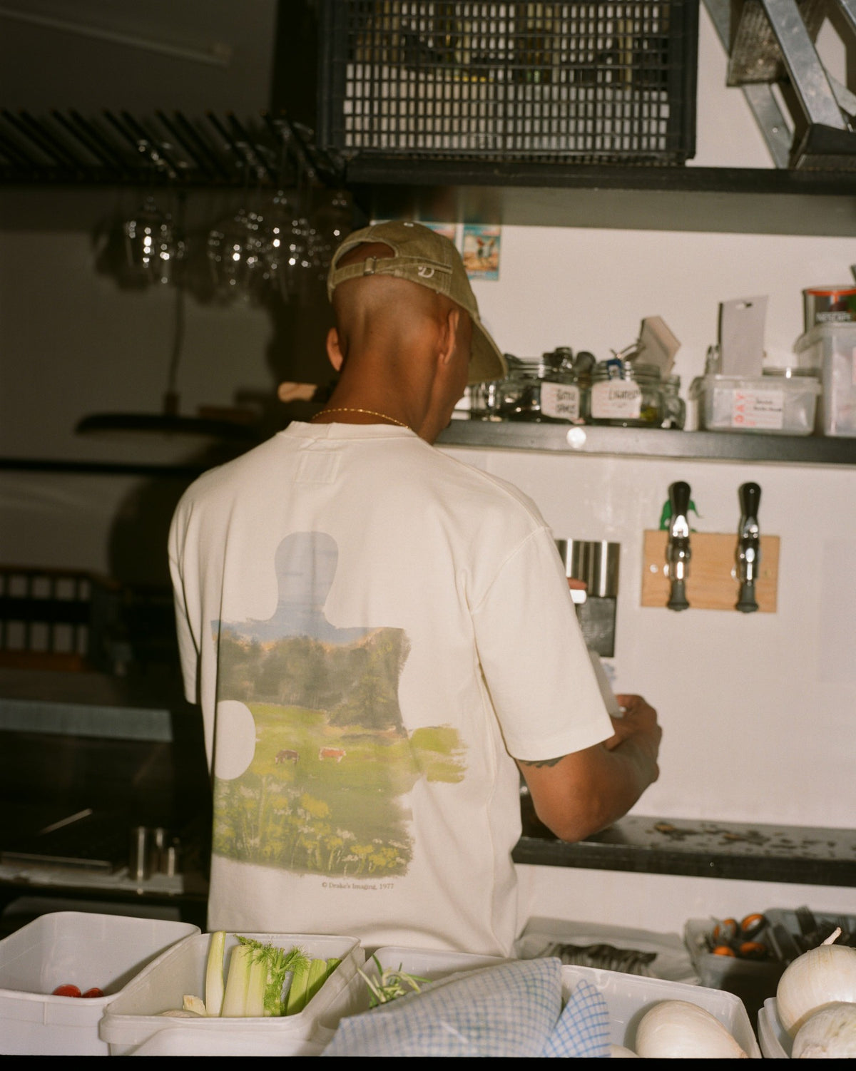 Drake's Antique White 'Puzzle' Print Short-Sleeve Hiking T-Shirt