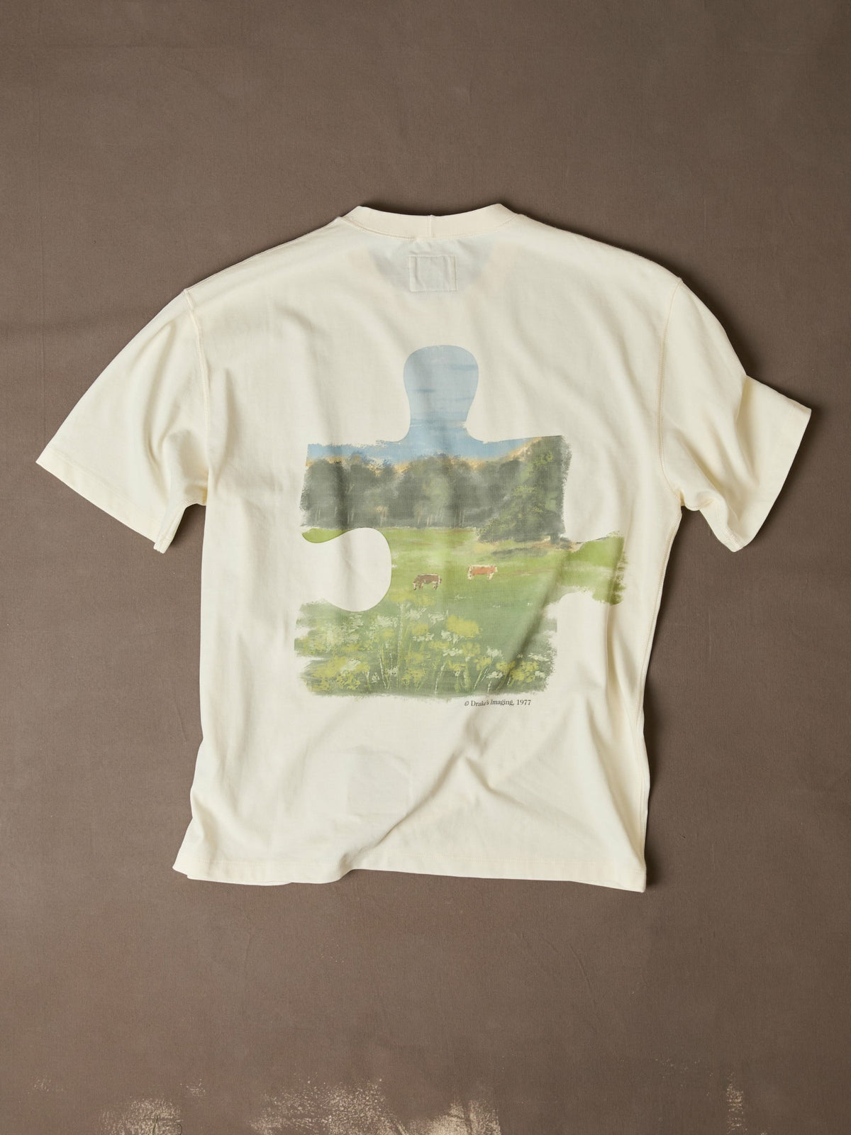 Drake's Antique White 'Puzzle' Print Short-Sleeve Hiking T-Shirt