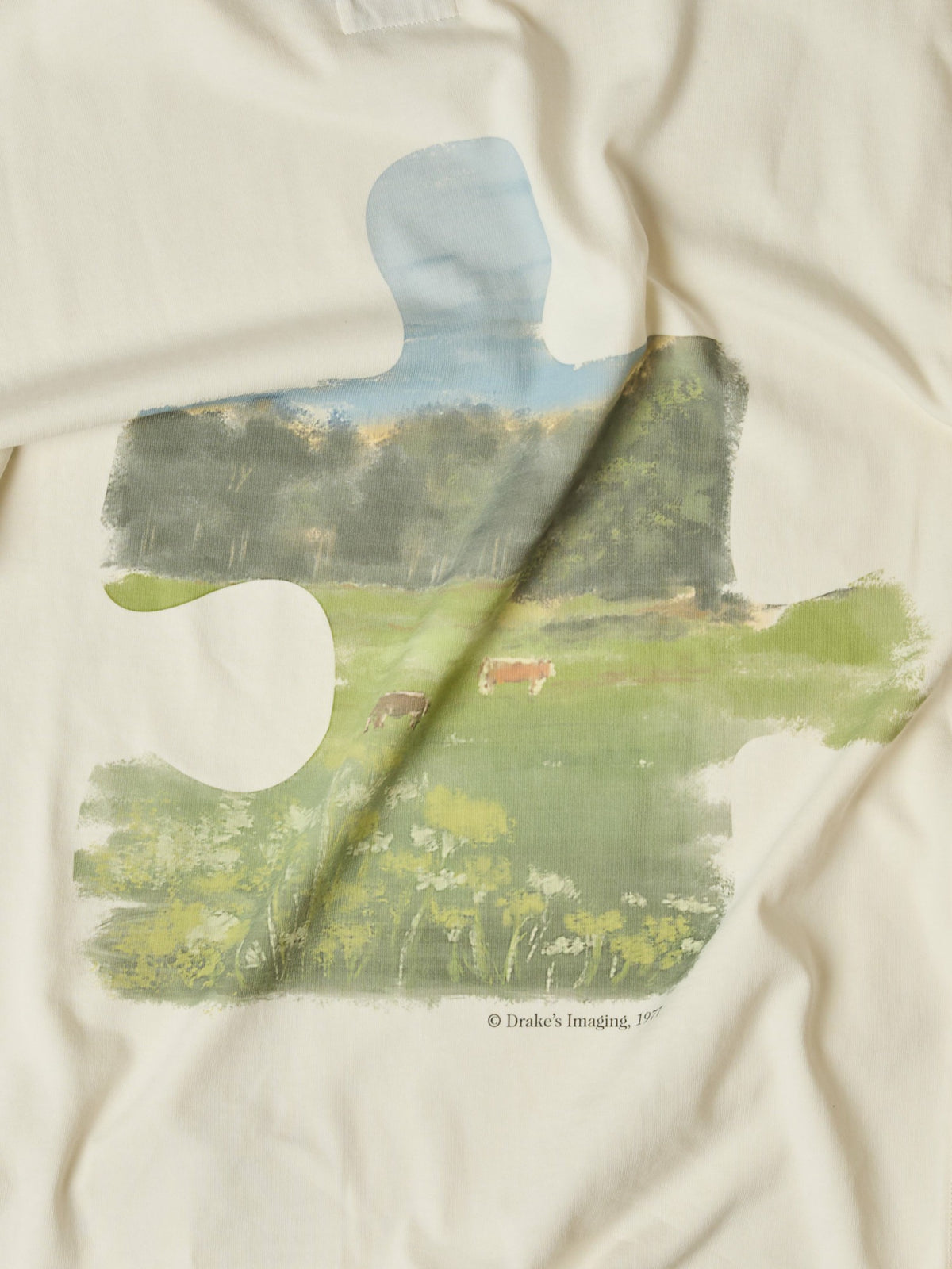 Drake's Antique White 'Puzzle' Print Short-Sleeve Hiking T-Shirt