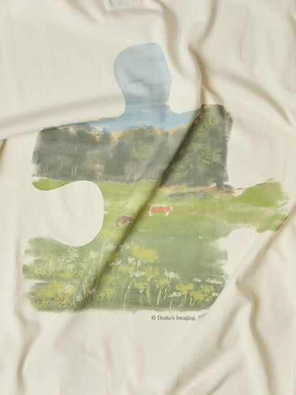 Drake's Antique White 'Puzzle' Print Short-Sleeve Hiking T-Shirt