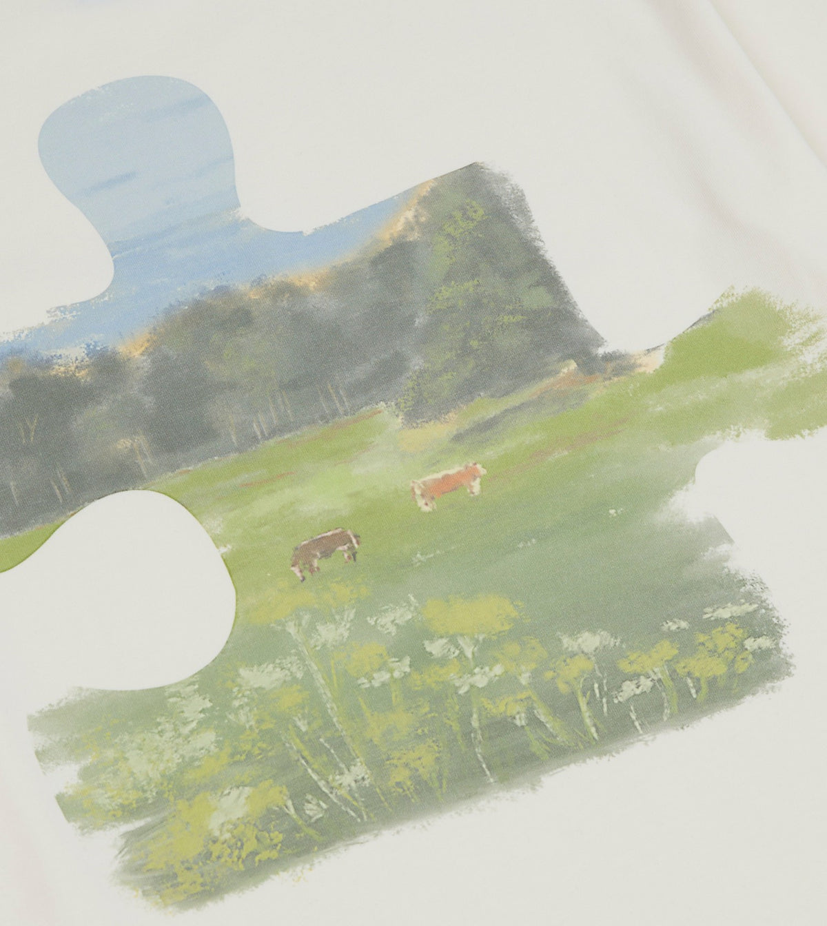 Drake's Antique White 'Puzzle' Print Short-Sleeve Hiking T-Shirt