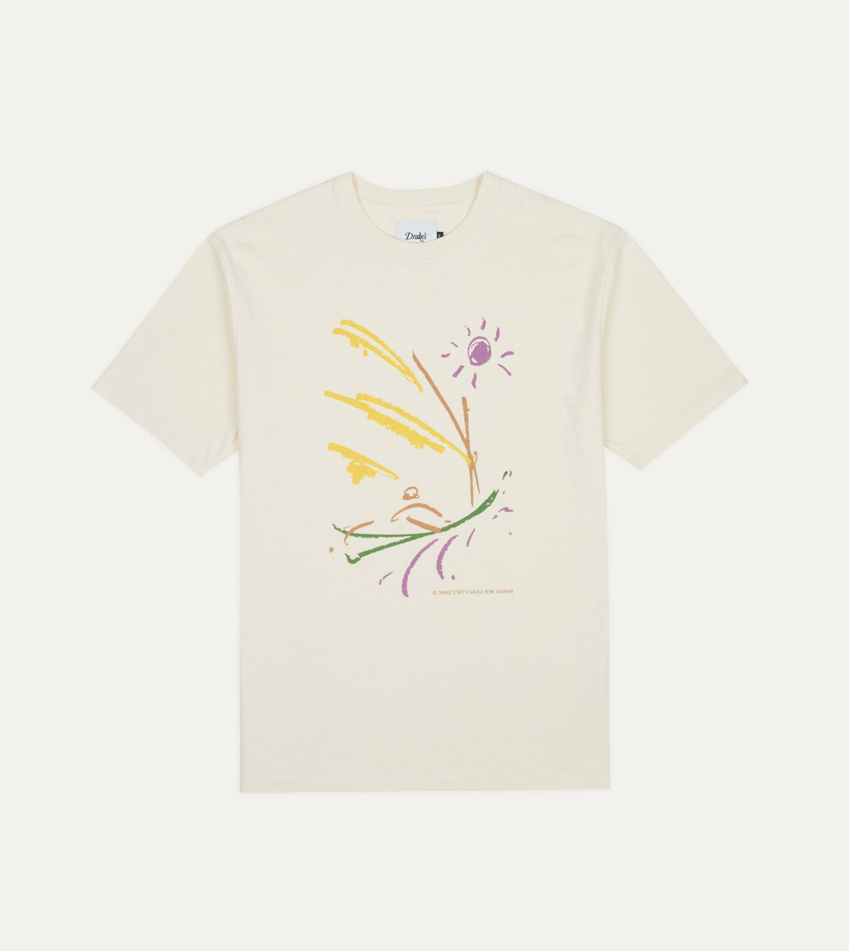 Drake's Antique White 'Sun Sail' Print Short-Sleeve Hiking T-Shirt