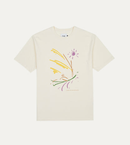 Drake's Antique White 'Sun Sail' Print Short-Sleeve Hiking T-Shirt