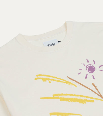 Drake's Antique White 'Sun Sail' Print Short-Sleeve Hiking T-Shirt