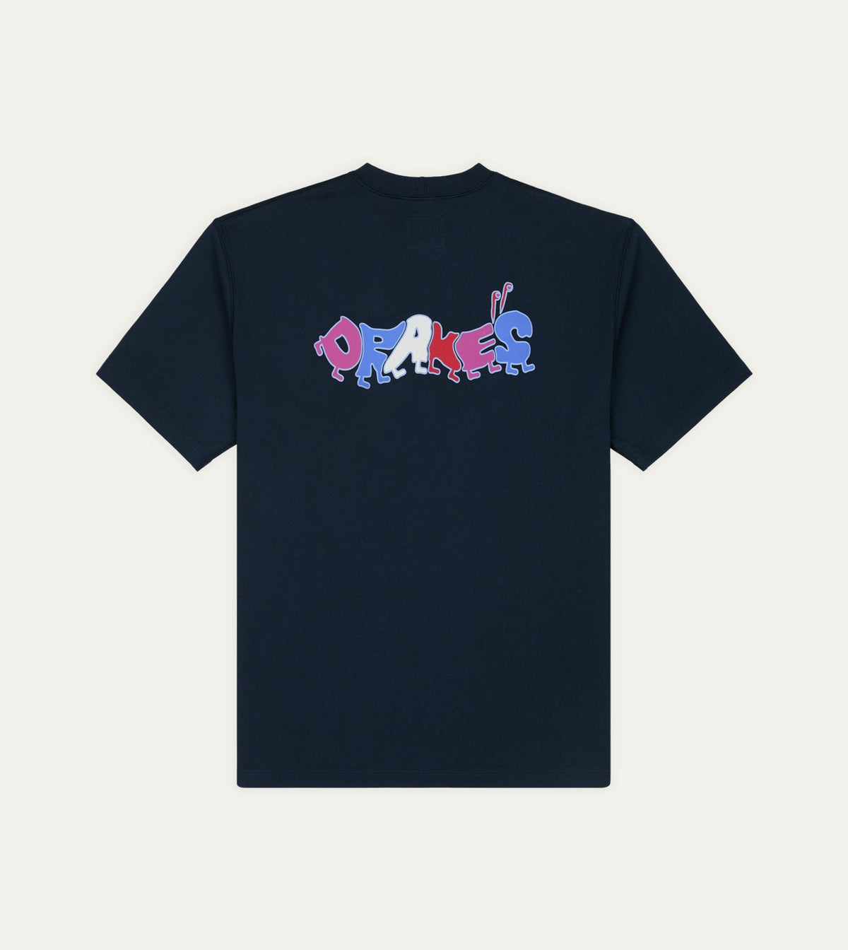 Drake's Navy 'Caterpillar' Print Short-Sleeve Hiking T-Shirt