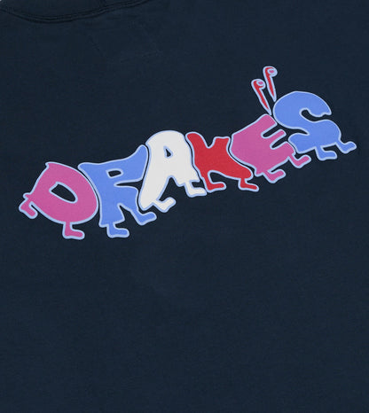 Drake's Navy 'Caterpillar' Print Short-Sleeve Hiking T-Shirt