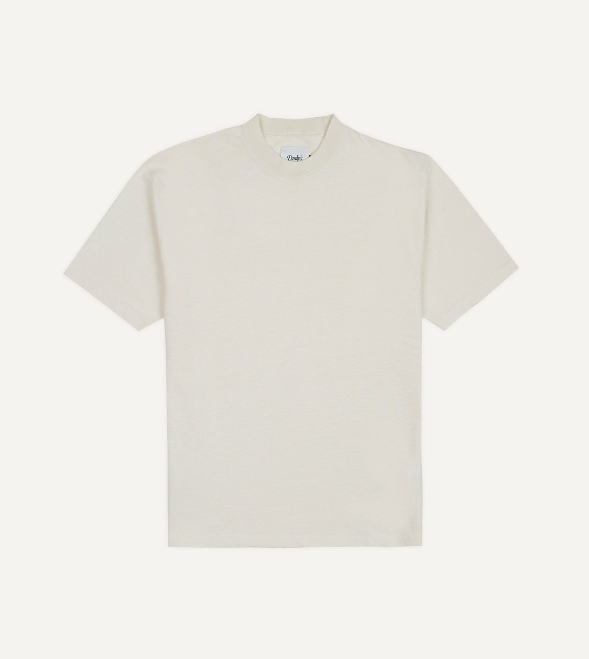 Drake's Ecru Cotton-Linen Crew Neck Hiking T-Shirt