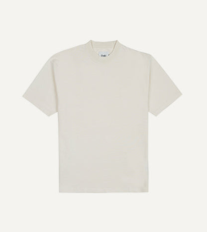 Drake's Ecru Cotton-Linen Crew Neck Hiking T-Shirt