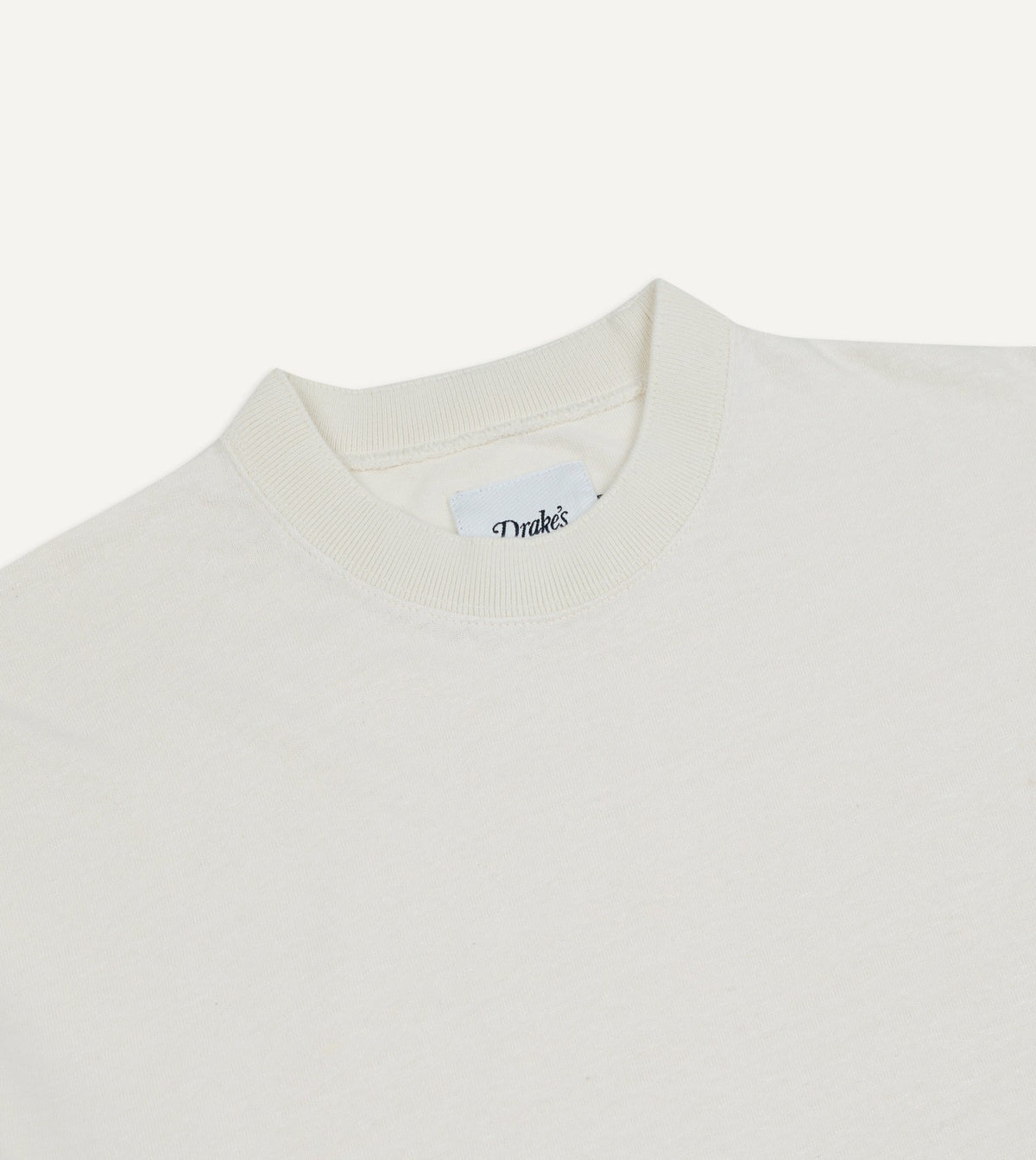Drake's Ecru Cotton-Linen Crew Neck Hiking T-Shirt