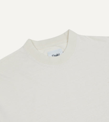 Drake's Ecru Cotton-Linen Crew Neck Hiking T-Shirt