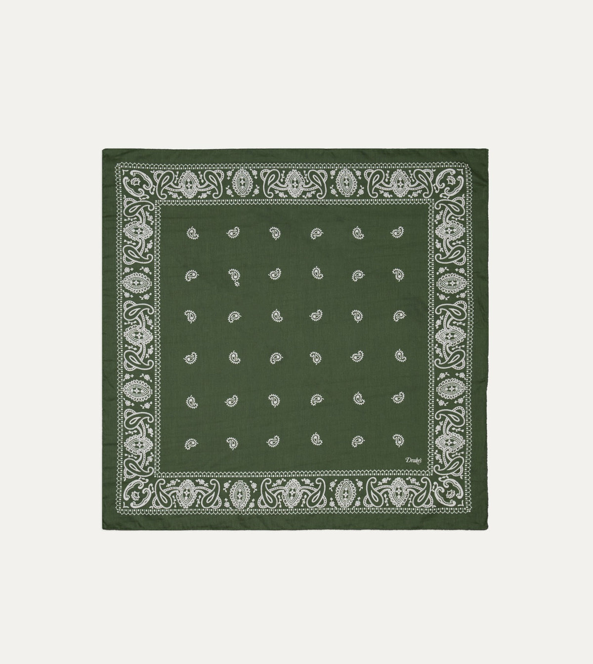 Drake's Olive Paisley Cotton-Silk Bandana