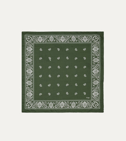 Drake's Olive Paisley Cotton-Silk Bandana