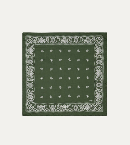 Drake's Olive Paisley Cotton-Silk Bandana