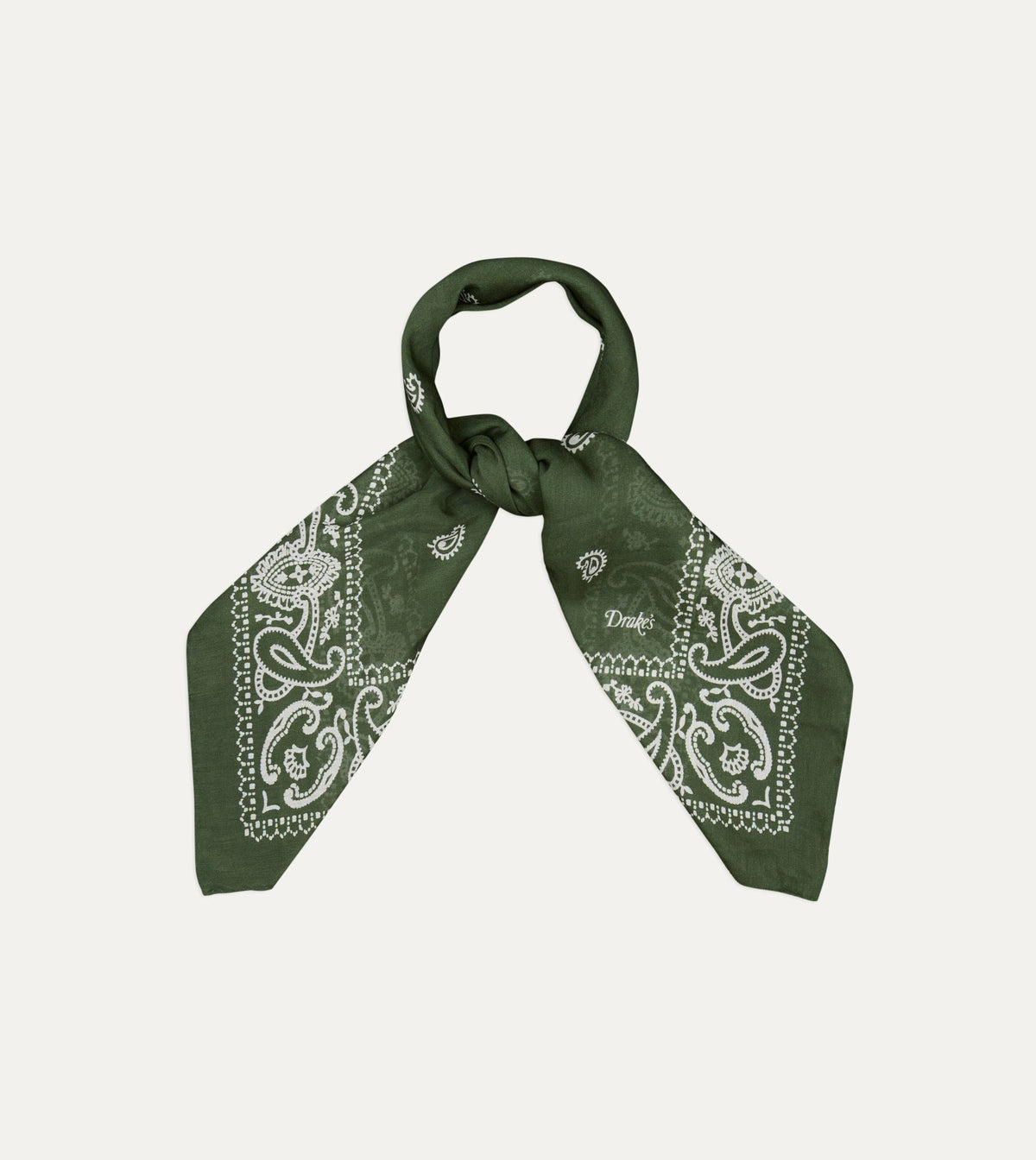 Drake's Olive Paisley Cotton-Silk Bandana