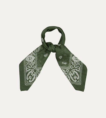 Drake's Olive Paisley Cotton-Silk Bandana