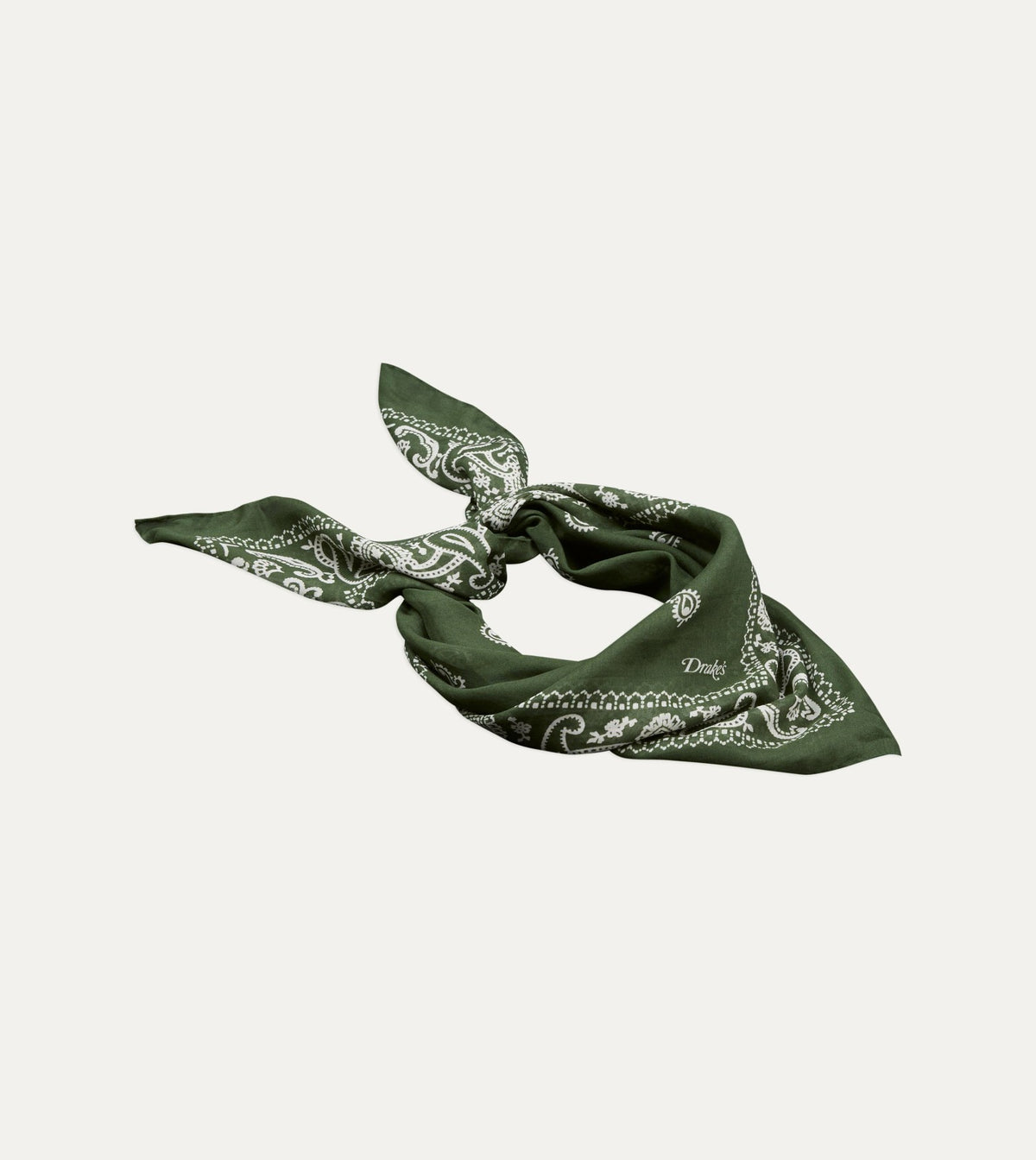 Drake's Olive Paisley Cotton-Silk Bandana