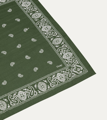 Drake's Olive Paisley Cotton-Silk Bandana