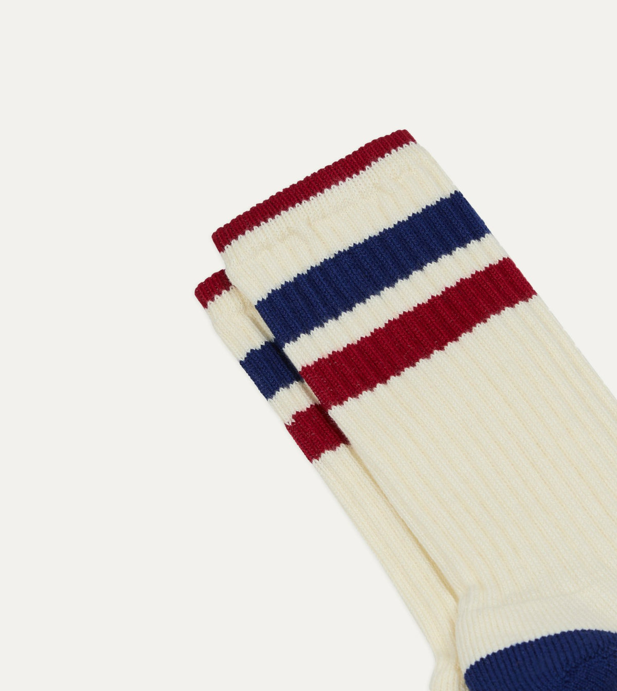 Drake's Red and Navy Striped Cotton Sport Socks