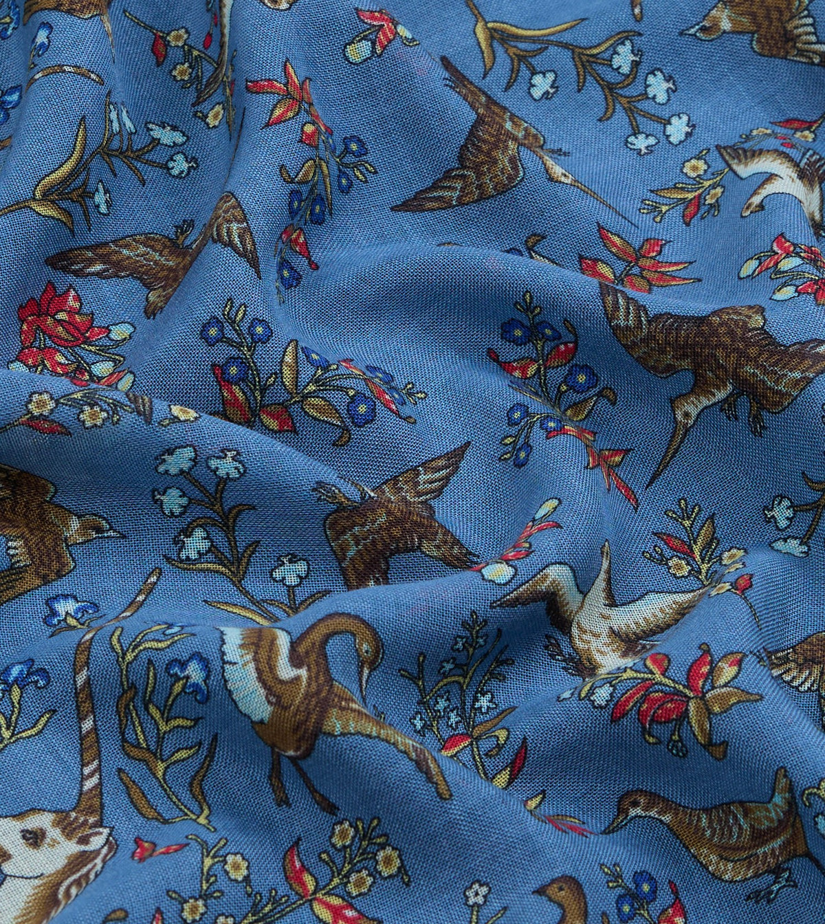 Drake's Navy Unicorn Tapestry Print Wool-Silk Bandana