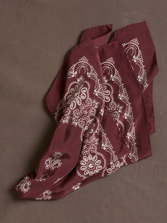 Drake's Burgundy Traditional Print Silk Bandana