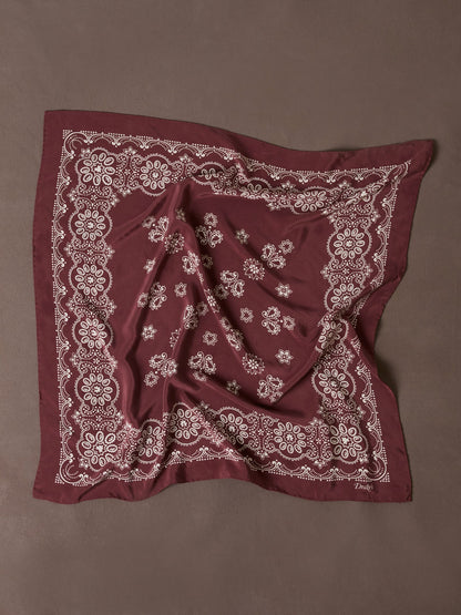 Drake's Burgundy Traditional Print Silk Bandana