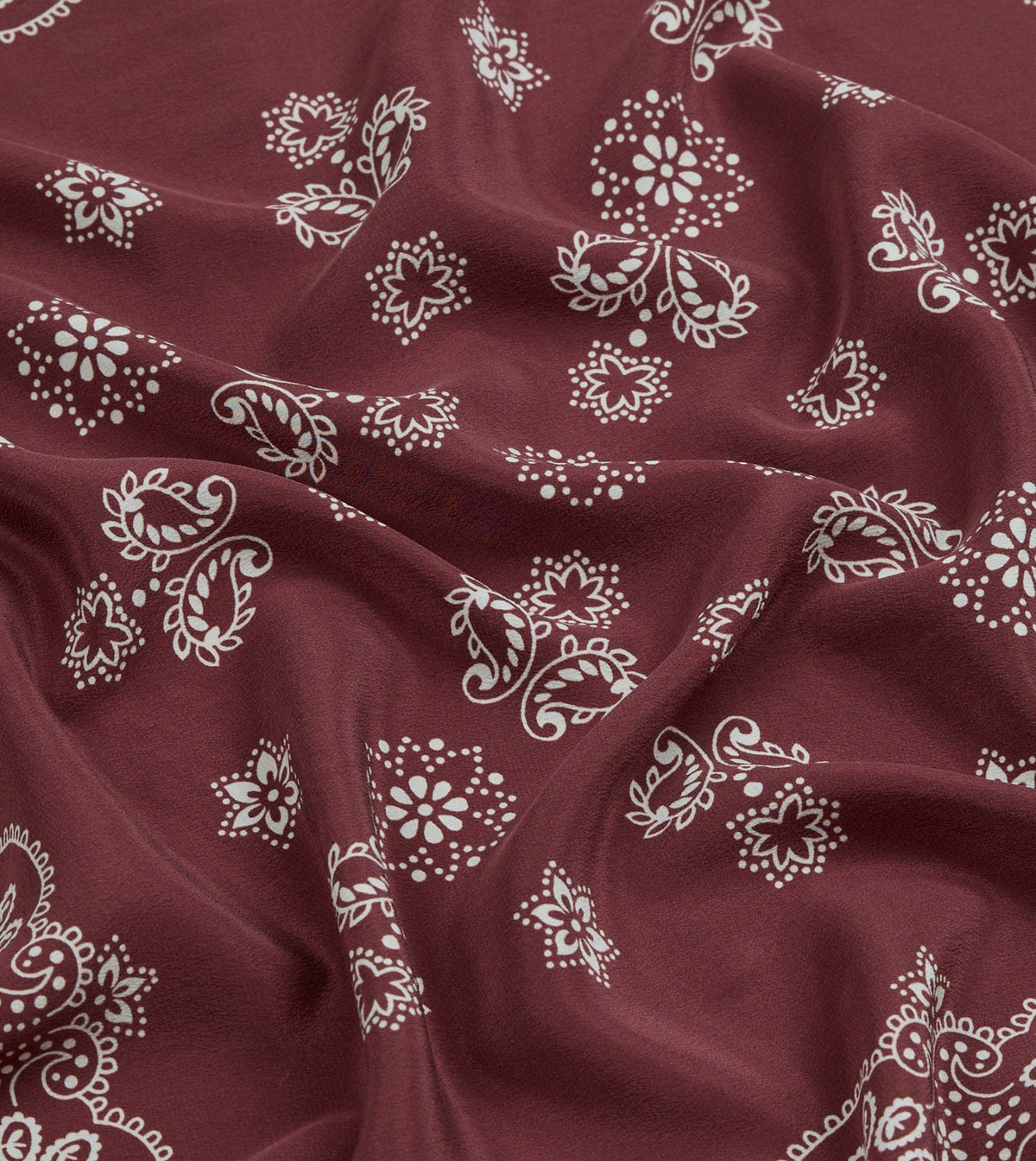 Drake's Burgundy Traditional Print Silk Bandana