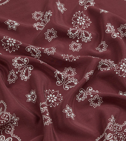 Drake's Burgundy Traditional Print Silk Bandana