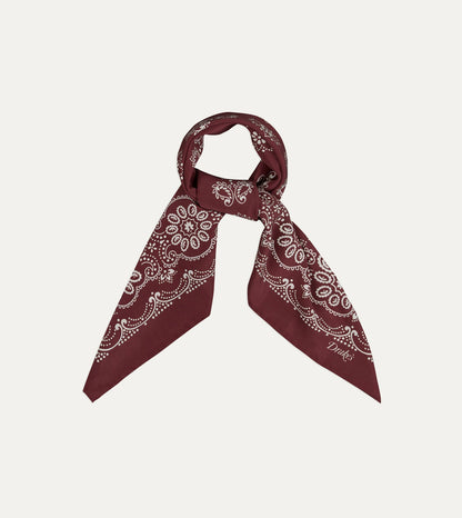 Drake's Burgundy Traditional Print Silk Bandana
