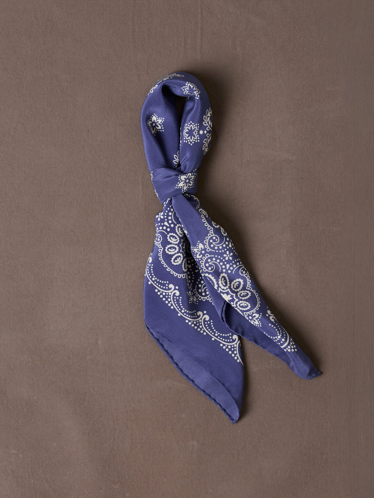 Drake's Blue Traditional Print Silk Bandana
