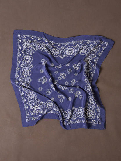 Drake's Blue Traditional Print Silk Bandana