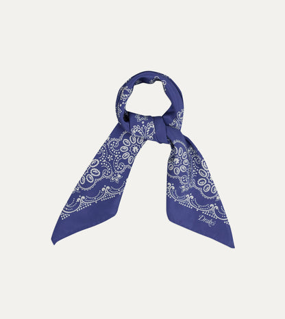 Drake's Blue Traditional Print Silk Bandana