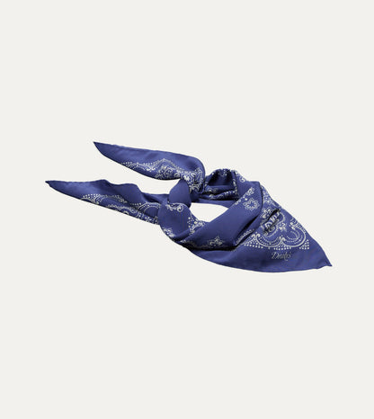Drake's Blue Traditional Print Silk Bandana