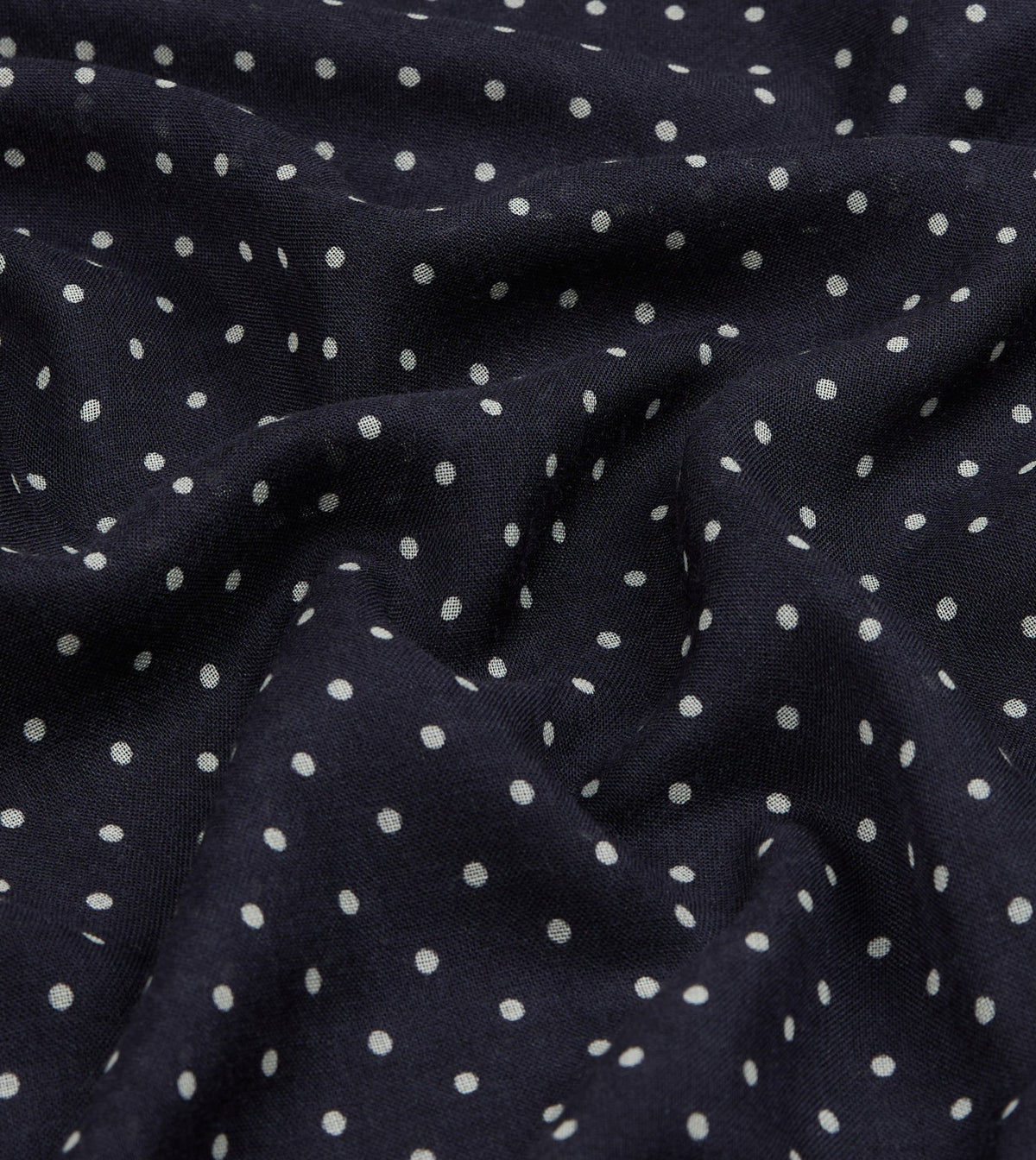 Drake's Navy Polka Dot Print Shoestring Wool-Silk Scarf