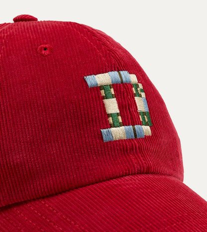 Drake's Red 'D' Emblem Cotton Corduroy Baseball Cap