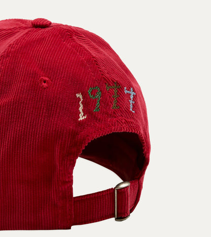 Drake's Red 'D' Emblem Cotton Corduroy Baseball Cap
