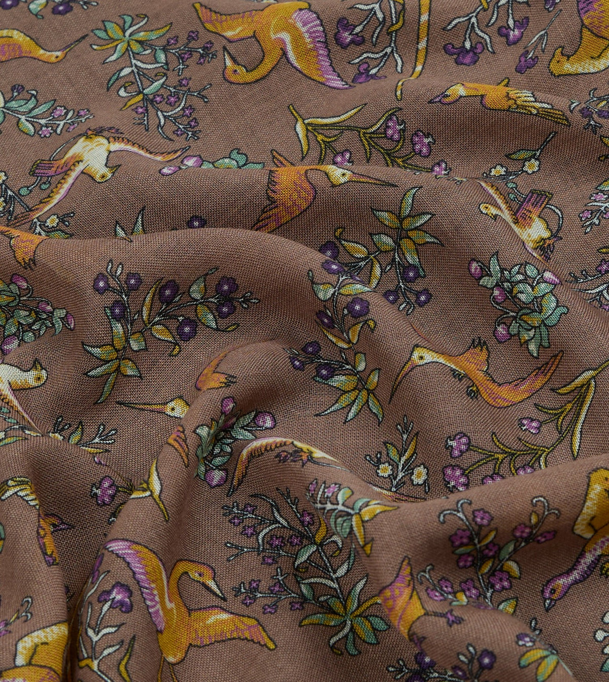 Drake's Brown Unicorn Tapestry Print Wool-Silk Bandana