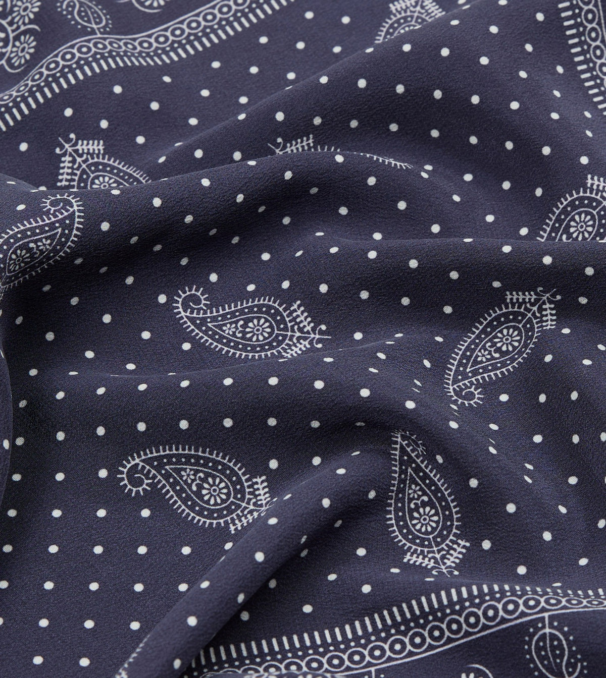 Drake's Navy Paisley Spot Print Silk Pocket Square