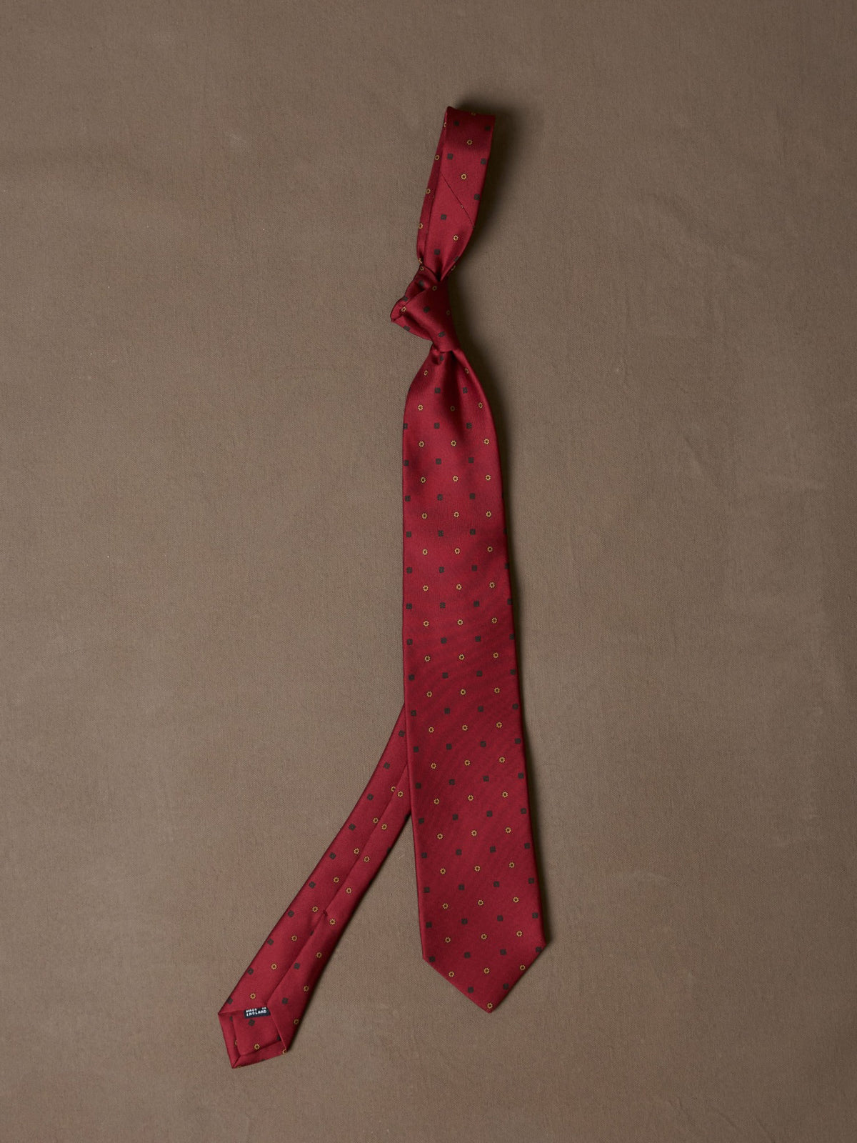 Drake's Orange Flowers and Diamonds Print Silk Self Tipped Tie