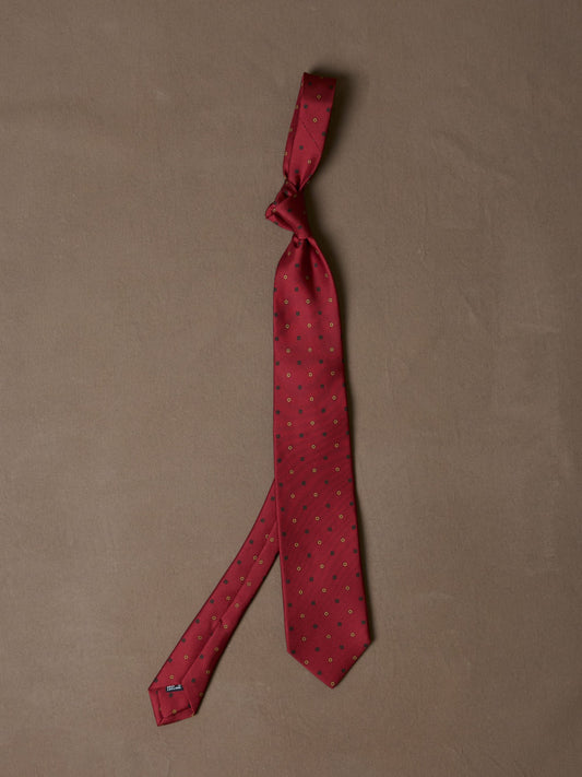 Drake's Orange Flowers and Diamonds Print Silk Self Tipped Tie