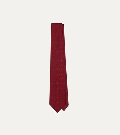 Drake's Orange Flowers and Diamonds Print Silk Self Tipped Tie