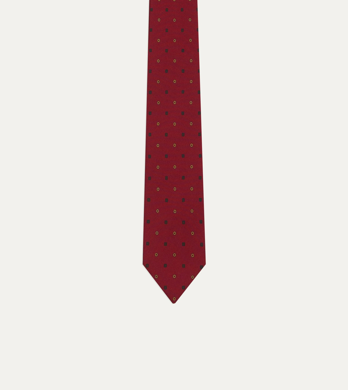 Drake's Orange Flowers and Diamonds Print Silk Self Tipped Tie